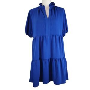 New 1 State Babydoll Dress Blue Medium  Trapeze  Flare Casual Cocktail Preppy